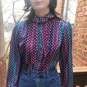 Vintage Polka dot blouse with neck strap 😍🤡